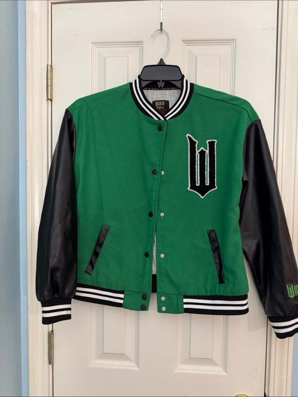 Justice “Wicked”Green & Black Varsity Jacket